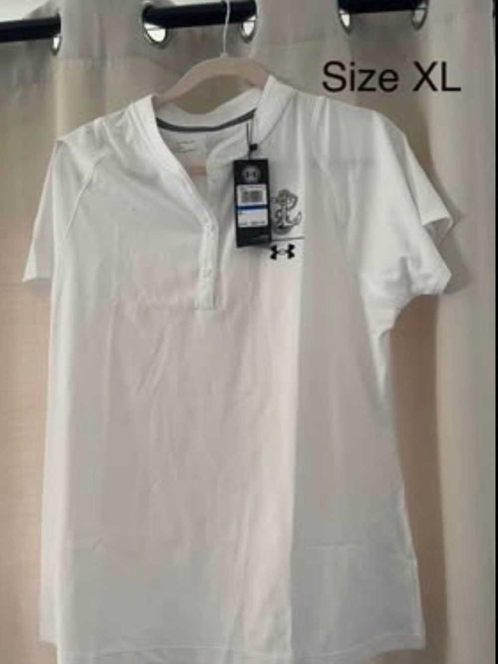Under Armour White Short-Sleeve Henley with Logo